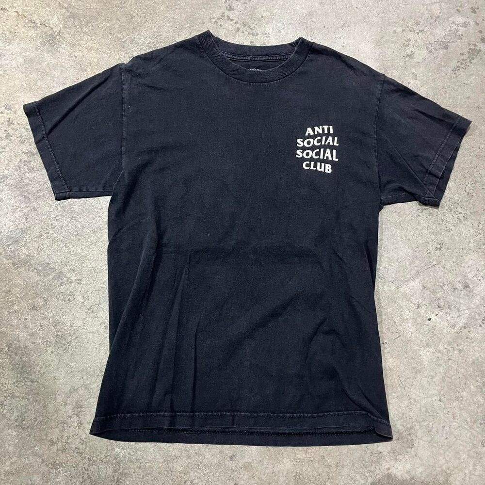 Anti-social-social-club Men's Black and Pink T-shirt